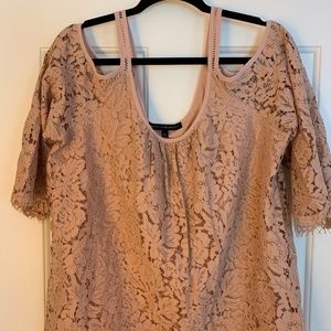 Dusty Pink Lace Cold Shoulder Top